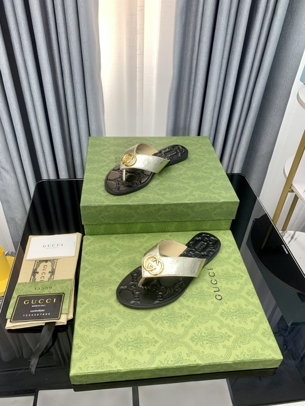 Gucci Vintage Classics Hit T-Shaped Flat Flip-Flops Beach Slippers D - Image 9