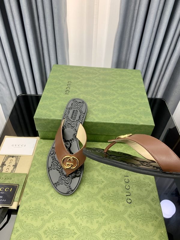 Gucci Vintage Classics Hit T-Shaped Flat Flip-Flops Beach Slippers G - Image 6