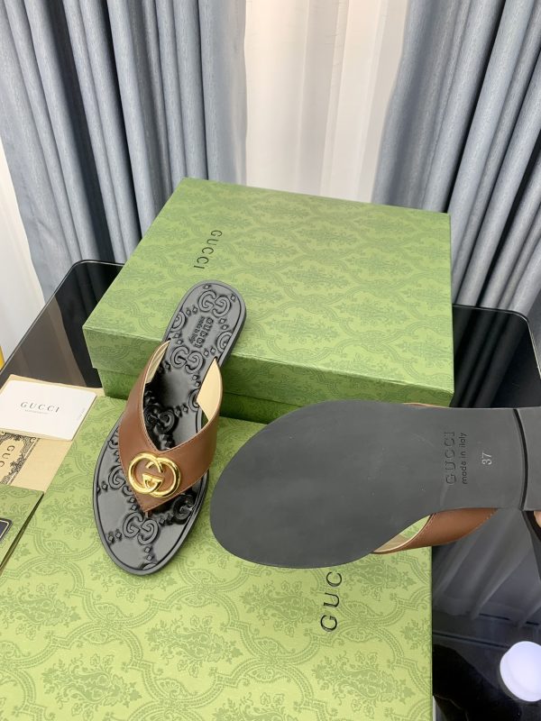 Gucci Vintage Classics Hit T-Shaped Flat Flip-Flops Beach Slippers G - Image 7