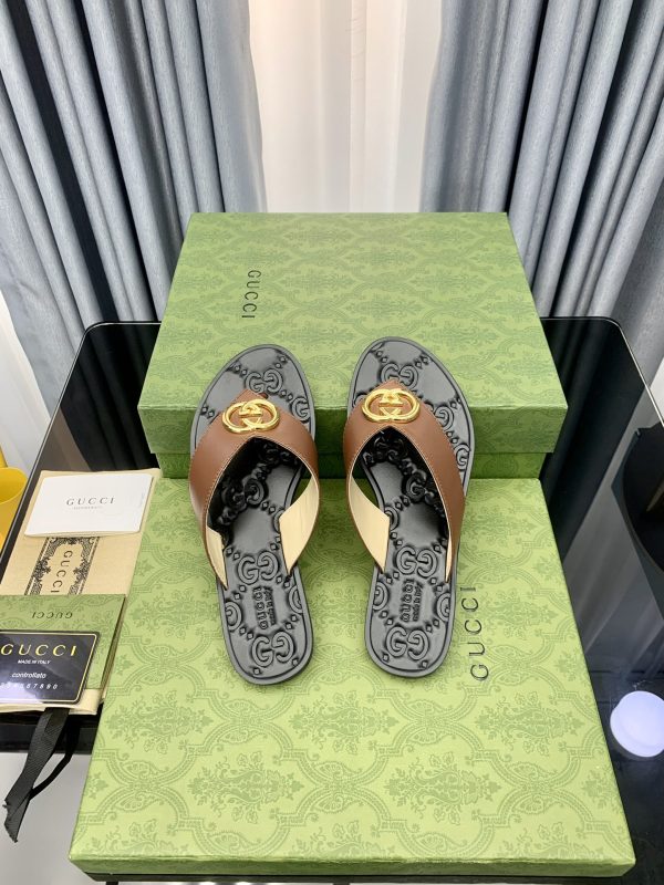 Gucci Vintage Classics Hit T-Shaped Flat Flip-Flops Beach Slippers G - Image 9