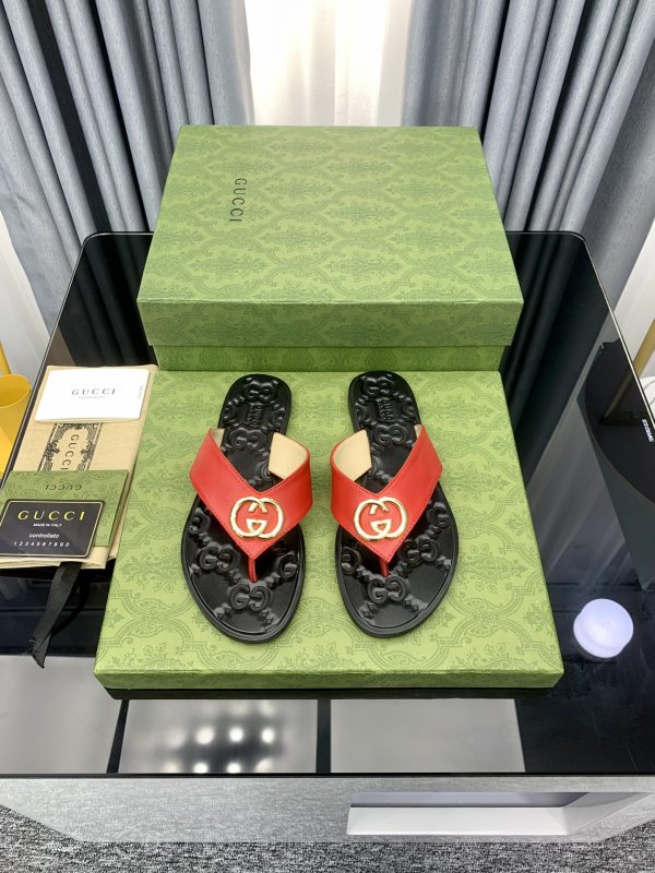Gucci Vintage Classics Hit T-Shaped Flat Flip-Flops Beach Slippers H