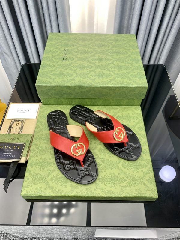 Gucci Vintage Classics Hit T-Shaped Flat Flip-Flops Beach Slippers H - Image 3