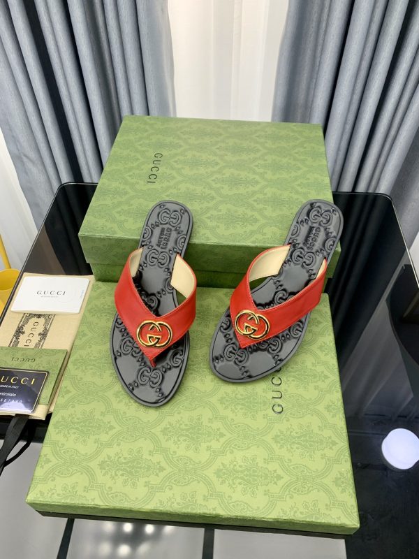 Gucci Vintage Classics Hit T-Shaped Flat Flip-Flops Beach Slippers H - Image 5