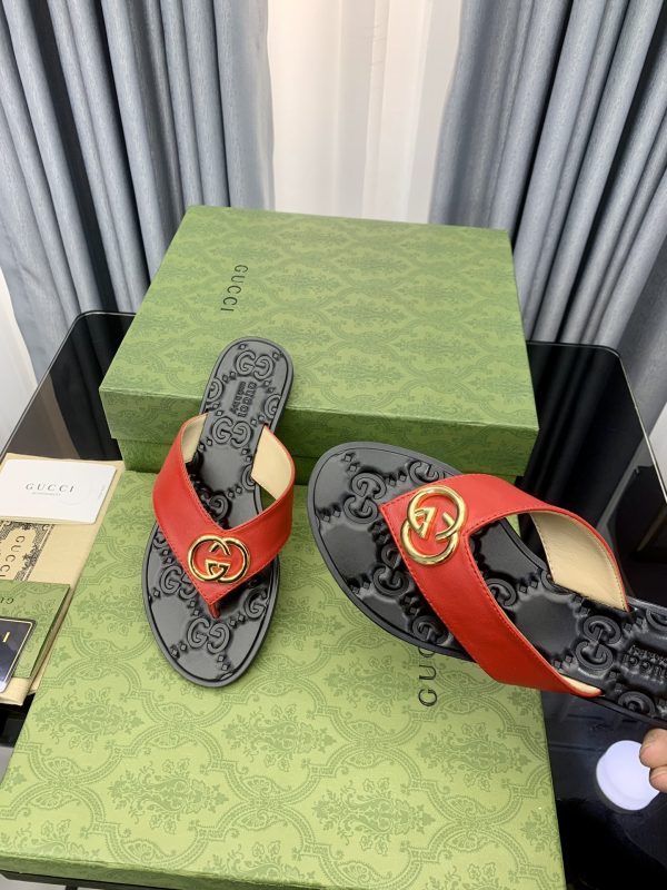 Gucci Vintage Classics Hit T-Shaped Flat Flip-Flops Beach Slippers H - Image 6