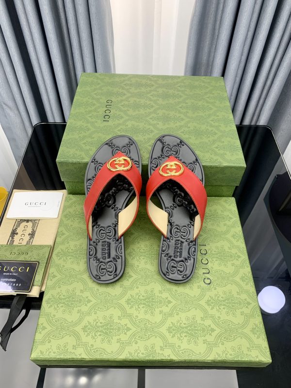 Gucci Vintage Classics Hit T-Shaped Flat Flip-Flops Beach Slippers H - Image 7