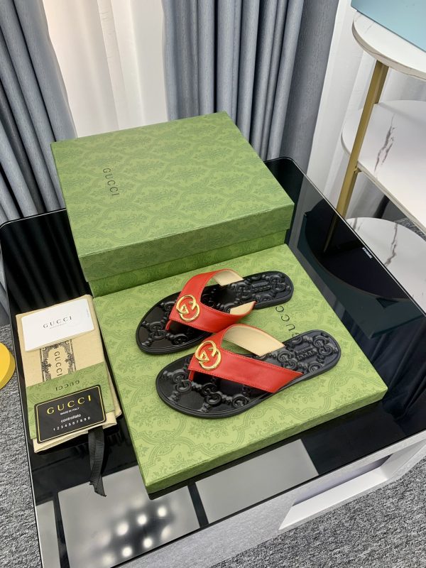 Gucci Vintage Classics Hit T-Shaped Flat Flip-Flops Beach Slippers H - Image 8