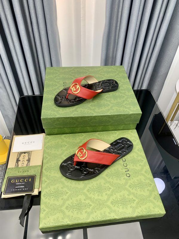 Gucci Vintage Classics Hit T-Shaped Flat Flip-Flops Beach Slippers H - Image 9