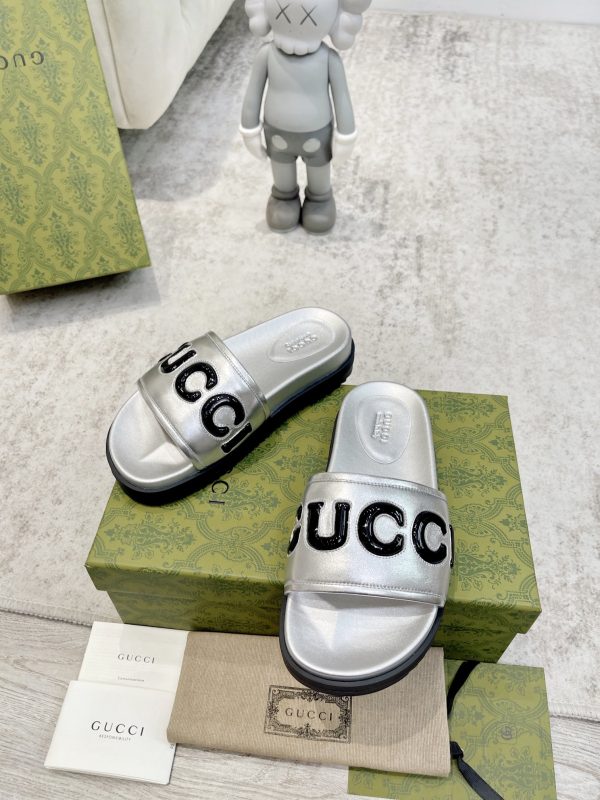 Gucci Gucci spring summer slippers sandals silver - Image 5