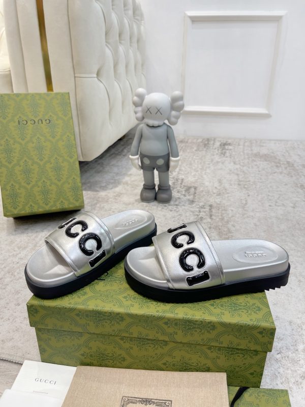 Gucci Gucci spring summer slippers sandals silver - Image 6