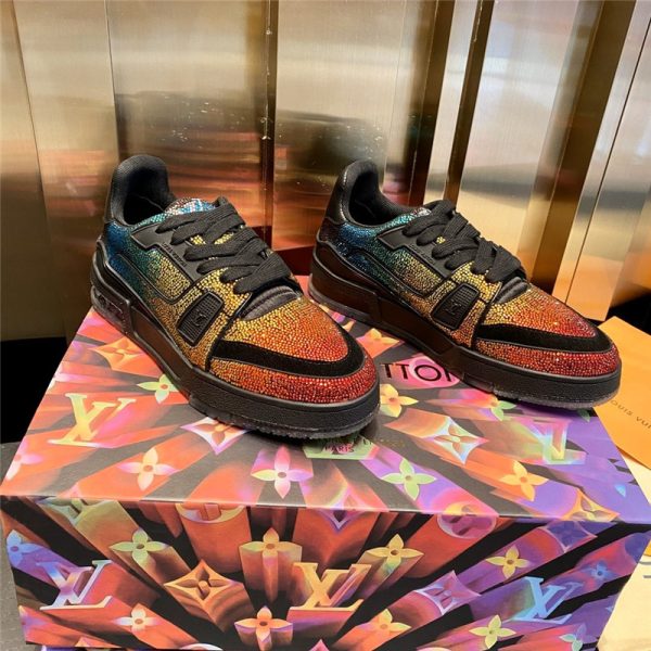 Loui Vuitton womens LV rhinestone sneakers replica shoes
