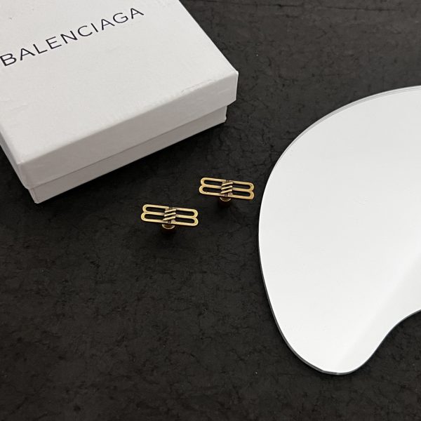 Balenciaga BB Icon Earrings In Aged-Gold Brass