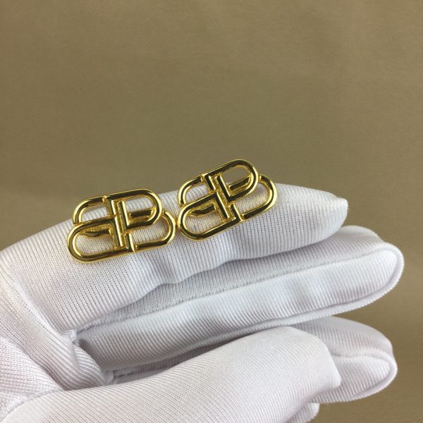 Balenciaga BB Small Stud Earrings In Gold Brass