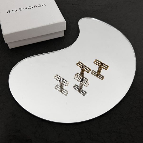 Balenciaga BB Icon Earrings In Aged-Gold Brass - Image 4