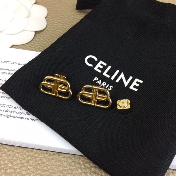 Balenciaga BB Small Stud Earrings In Gold Brass - Image 6