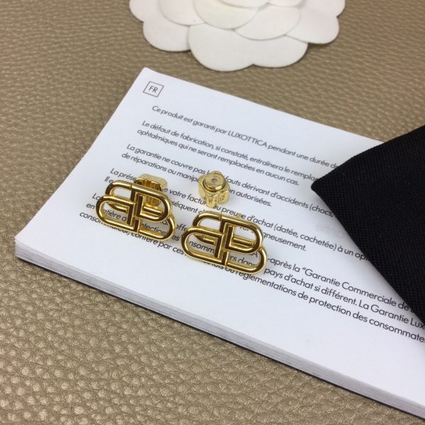 Balenciaga BB Small Stud Earrings In Gold Brass - Image 7