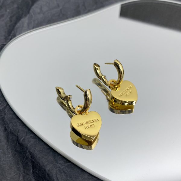 Balenciaga  Engraved Heart Earrings - Image 6