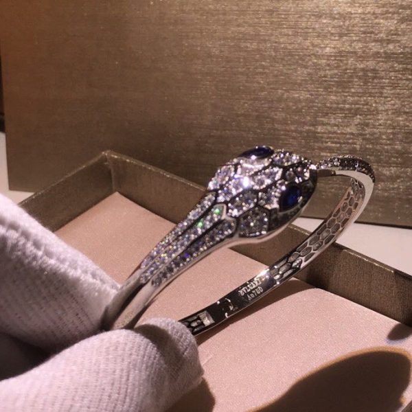 Serpenti Diamond Snake Head Cuff Bracelet - Image 4