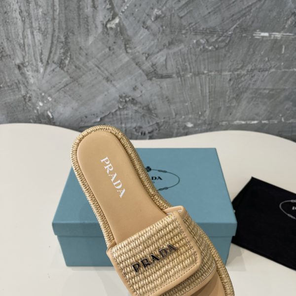 Prada 2024 popular straw series of must-have slippers C - Image 7