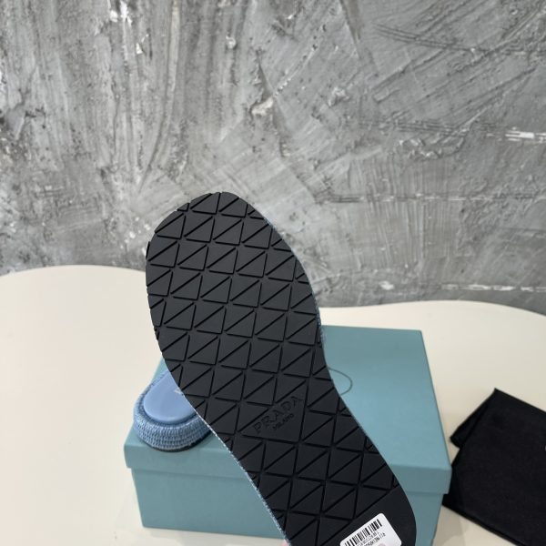 Prada 2024 popular straw series of must-have slippers Blue - Image 9
