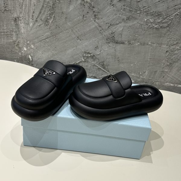 Prada 24SS Spring/Summer new platform toe slippers black - Image 6