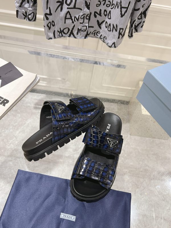Prada Spring/Summer 2024 New Sandals Double-breasted/Velcro slippers for couples black - Image 5