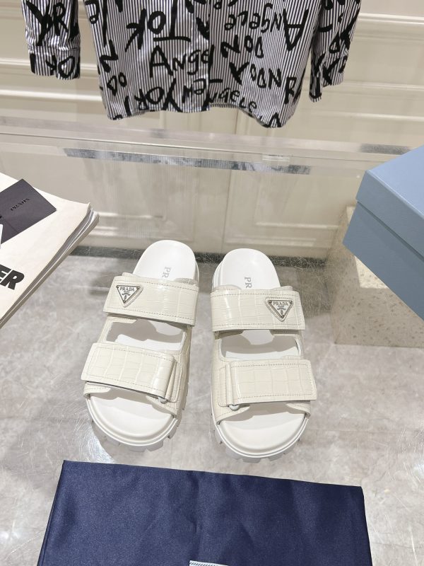 Prada Spring/Summer 2024 New Sandals Double-breasted/Velcro slippers for couples white