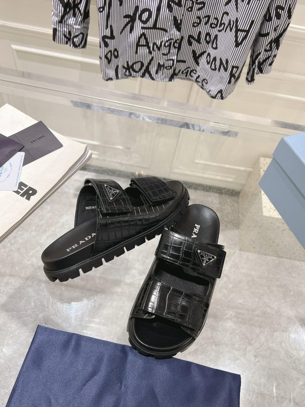 Prada Spring/Summer 2024 New Sandals Double-breasted/Velcro slippers for couples A - Image 5