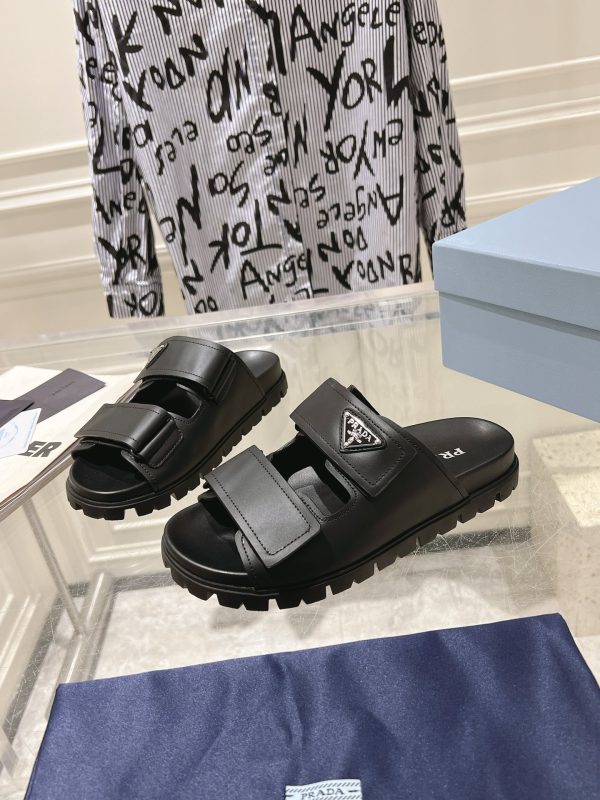 Prada Spring/Summer 2024 New Sandals Double-breasted/Velcro slippers for couples C - Image 3
